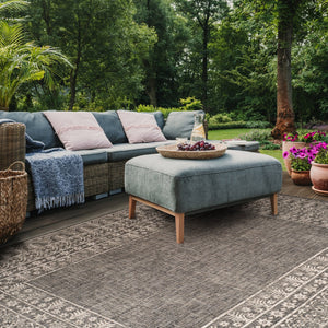 Safavieh Courtyard Stylish Area Rug For Indoor & Outdoor Use - Durable, Oeko-tex Certified Elegance Black ,Natural 88% Polypropylene,12% Polyester Cy8482-37321-6