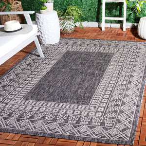 Safavieh Courtyard Indoor/Outdoor Area Rug - Elegant Black And Beige Design For Timeless Home Style And Comfort Grey ,Navy 88% Polypropylene,12% Polyester Cy8484-368-8