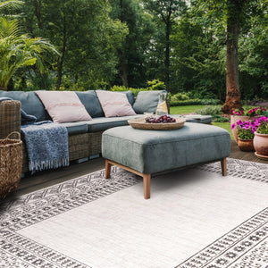Safavieh Courtyard Indoor/Outdoor Area Rug - Elegant Black And Beige Design For Timeless Home Style And Comfort Grey ,Navy 88% Polypropylene,12% Polyester Cy8484-368-8