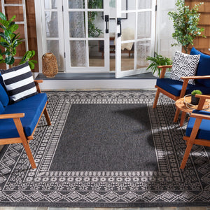 Safavieh Courtyard Indoor/Outdoor Area Rug - Elegant Black And Beige Design For Timeless Home Style And Comfort Grey ,Navy 88% Polypropylene,12% Polyester Cy8484-368-8