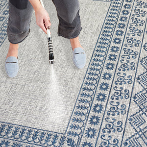 Safavieh Courtyard Indoor/Outdoor Area Rug - Elegant Black And Beige Design For Timeless Home Style And Comfort Grey ,Navy 88% Polypropylene,12% Polyester Cy8484-368-8