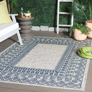 Safavieh Courtyard Indoor/Outdoor Area Rug - Elegant Black And Beige Design For Timeless Home Style And Comfort Grey ,Navy 88% Polypropylene,12% Polyester Cy8484-368-8