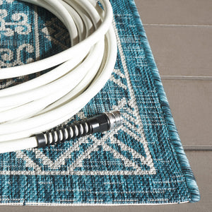 Safavieh Courtyard Indoor/Outdoor Area Rug - Elegant Black And Beige Design For Timeless Home Style And Comfort Grey ,Navy 88% Polypropylene,12% Polyester Cy8484-368-8