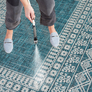 Safavieh Courtyard Indoor/Outdoor Area Rug - Elegant Black And Beige Design For Timeless Home Style And Comfort Grey ,Navy 88% Polypropylene,12% Polyester Cy8484-368-8