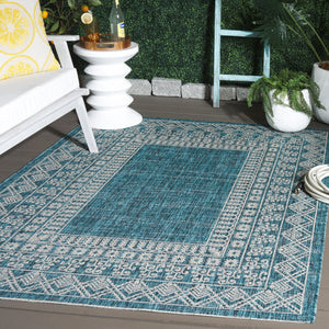 Safavieh Courtyard Indoor/Outdoor Area Rug - Elegant Black And Beige Design For Timeless Home Style And Comfort Grey ,Navy 88% Polypropylene,12% Polyester Cy8484-368-8