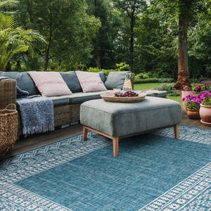 Safavieh Courtyard Indoor/Outdoor Area Rug - Elegant Black And Beige Design For Timeless Home Style And Comfort Grey ,Navy 88% Polypropylene,12% Polyester Cy8484-368-8