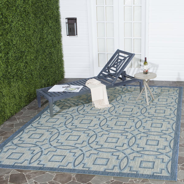 Safavieh Courtyard Elegant Grey/Navy Area Rug – Versatile Indoor/Outdoor Medium Rectangle, Oeko-tex Certified Grey ,Navy 88% Polypropylene,12% Polyester Cy8499-36812-5