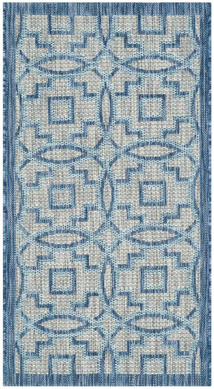 Safavieh Courtyard Elegant Grey/Navy Area Rug – Versatile Indoor/Outdoor Medium Rectangle, Oeko-tex Certified Grey ,Navy 88% Polypropylene,12% Polyester Cy8499-36812-5