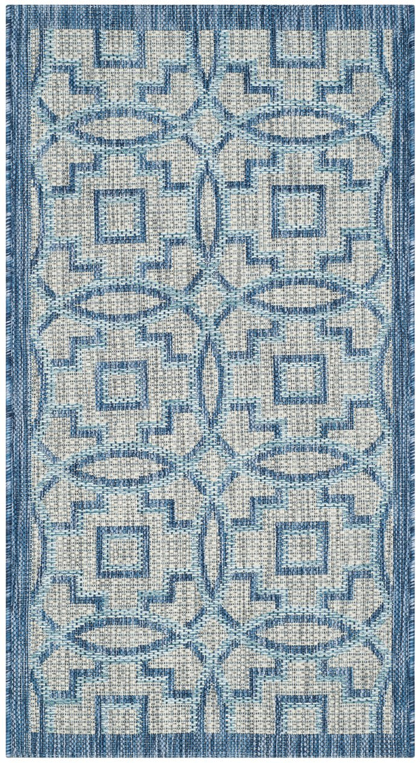 Safavieh Courtyard Elegant Grey/Navy Area Rug – Versatile Indoor/Outdoor Medium Rectangle, Oeko-tex Certified Grey ,Navy 88% Polypropylene,12% Polyester Cy8499-36812-5