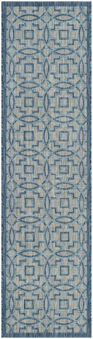 Safavieh Courtyard Elegant Grey/Navy Area Rug – Versatile Indoor/Outdoor Medium Rectangle, Oeko-tex Certified Grey ,Navy 88% Polypropylene,12% Polyester Cy8499-36812-5