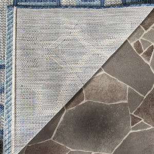 Safavieh Courtyard Elegant Grey/Navy Area Rug – Versatile Indoor/Outdoor Medium Rectangle, Oeko-tex Certified Grey ,Navy 88% Polypropylene,12% Polyester Cy8499-36812-5