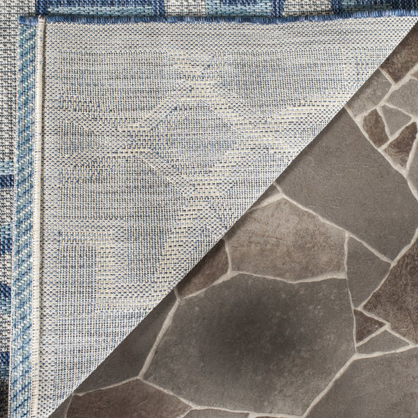 Safavieh Courtyard Elegant Grey/Navy Area Rug – Versatile Indoor/Outdoor Medium Rectangle, Oeko-tex Certified Grey ,Navy 88% Polypropylene,12% Polyester Cy8499-36812-5