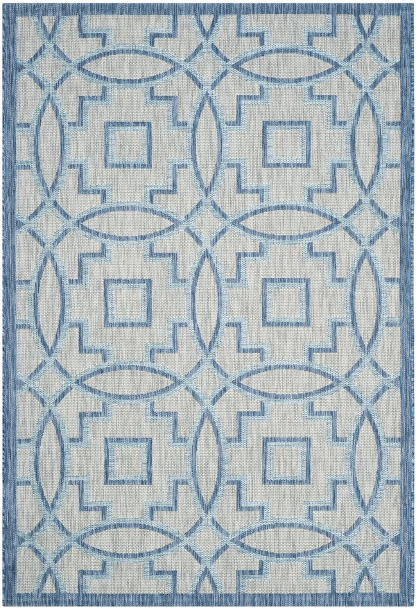 Safavieh Courtyard Elegant Grey/Navy Area Rug – Versatile Indoor/Outdoor Medium Rectangle, Oeko-tex Certified Grey ,Navy 88% Polypropylene,12% Polyester Cy8499-36812-5