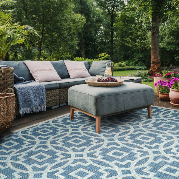 Safavieh Courtyard Elegant Grey/Navy Area Rug – Versatile Indoor/Outdoor Medium Rectangle, Oeko-tex Certified Grey ,Navy 88% Polypropylene,12% Polyester Cy8499-36812-5