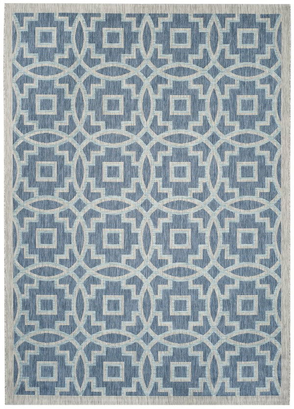 Safavieh Courtyard Elegant Grey/Navy Area Rug – Versatile Indoor/Outdoor Medium Rectangle, Oeko-tex Certified Grey ,Navy 88% Polypropylene,12% Polyester Cy8499-36812-5