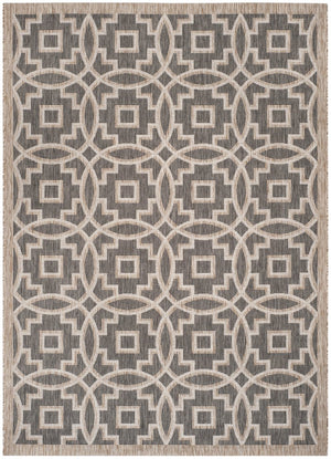 Safavieh Courtyard Elegant Grey/Navy Area Rug – Versatile Indoor/Outdoor Medium Rectangle, Oeko-tex Certified Grey ,Navy 88% Polypropylene,12% Polyester Cy8499-36812-5