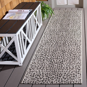 Safavieh Courtyard Ivory And Black Low-Profile Area Rug — Modern Minimalist Accent, Durable Power-Loomed Turkish Design 2'-7" x 5'-0" CY8505-53712-3