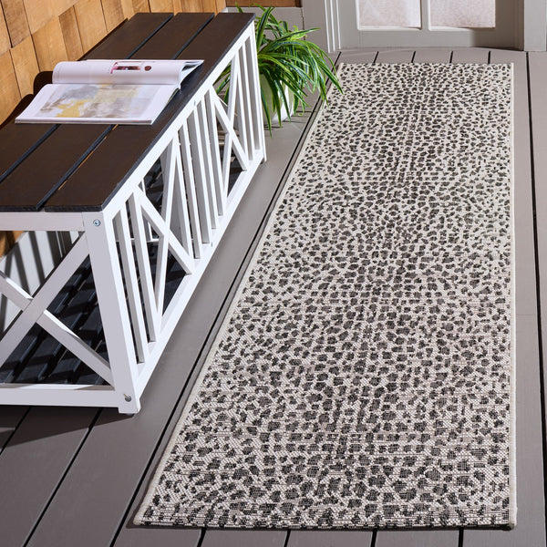 Safavieh Courtyard Ivory And Black Low-Profile Area Rug — Modern Minimalist Accent, Durable Power-Loomed Turkish Design 2'-7" x 5'-0" CY8505-53712-3