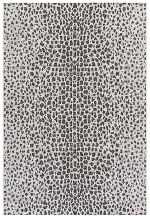 Safavieh Courtyard Ivory And Black Low-Profile Area Rug — Modern Minimalist Accent, Durable Power-Loomed Turkish Design 2'-7" x 5'-0" CY8505-53712-3