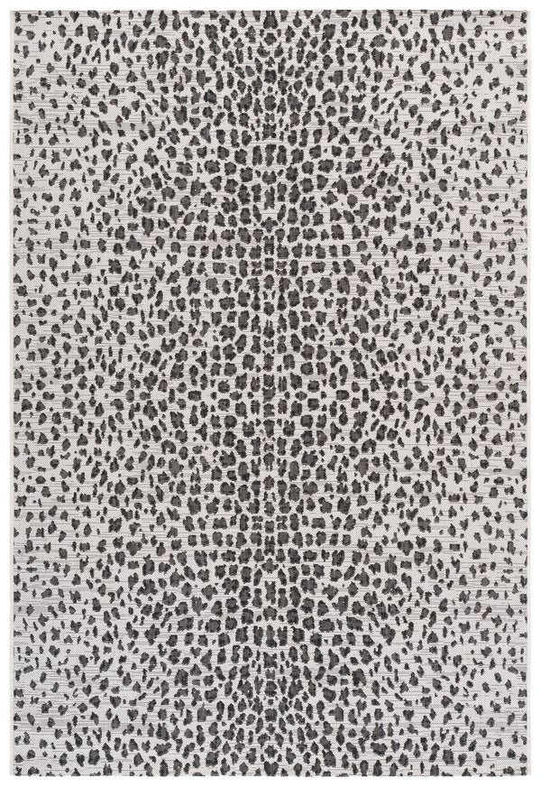 Safavieh Courtyard Ivory And Black Low-Profile Area Rug — Modern Minimalist Accent, Durable Power-Loomed Turkish Design 2'-7" x 5'-0" CY8505-53712-3