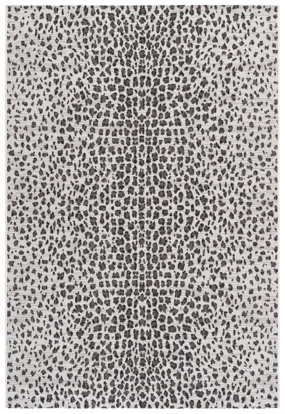 Safavieh Courtyard Contemporary Ivory And Black Area Rug, Low-Profile Power-Loomed Design For Durable Style 8'-0" x 10'-0" CY8505-53712-810