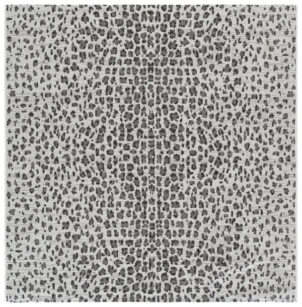 Safavieh Courtyard Ivory And Black Low-Profile Area Rug — Modern Minimalist Accent, Durable Power-Loomed Turkish Design 2'-7" x 5'-0" CY8505-53712-3