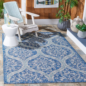 Safavieh Courtyard Exquisite Indoor/Outdoor Area Rug – Elegant Geometric Design For Stylish Living Spaces Navy ,Grey 88% Polypropylene,12% Polyester Cy8511-36821-5