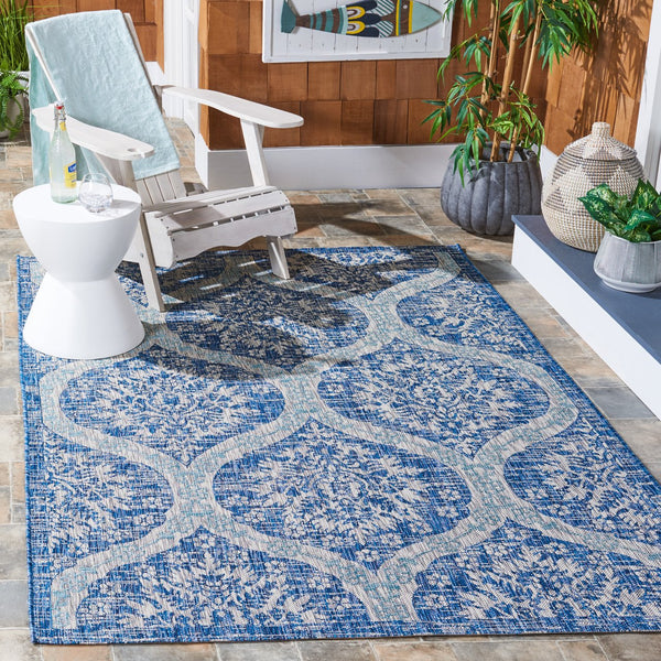 Safavieh Courtyard Exquisite Indoor/Outdoor Area Rug – Elegant Geometric Design For Stylish Living Spaces Navy ,Grey 88% Polypropylene,12% Polyester Cy8511-36821-5