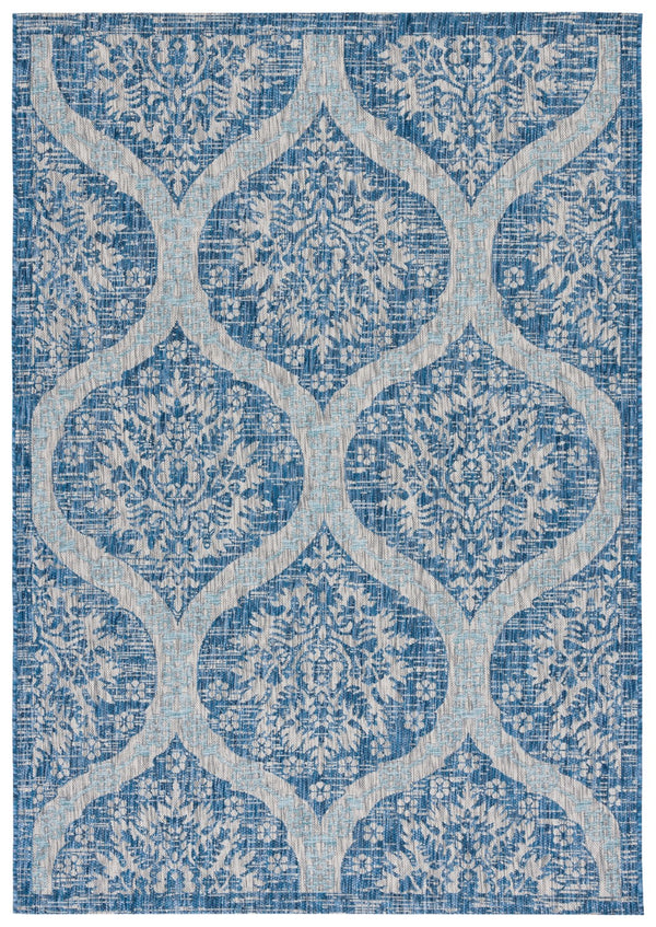 Safavieh Courtyard Luxurious Indoor/Outdoor Area Rug - Elegant Geometric Design For Timeless Sophistication Navy ,Grey 88% Polypropylene,12% Polyester Cy8511-36821-9