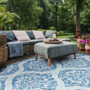 Safavieh Courtyard Luxurious Indoor/Outdoor Area Rug - Elegant Geometric Design For Timeless Sophistication Navy ,Grey 88% Polypropylene,12% Polyester Cy8511-36821-9