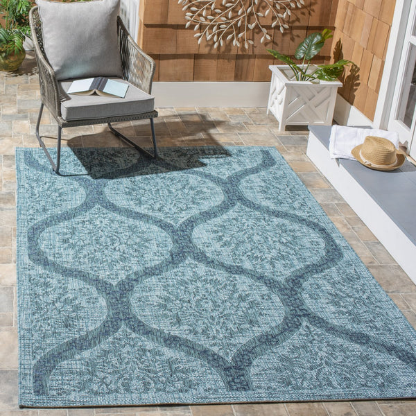 Safavieh Courtyard Exquisite Indoor/Outdoor Area Rug – Elegant Geometric Design For Stylish Living Spaces Navy ,Grey 88% Polypropylene,12% Polyester Cy8511-36821-5