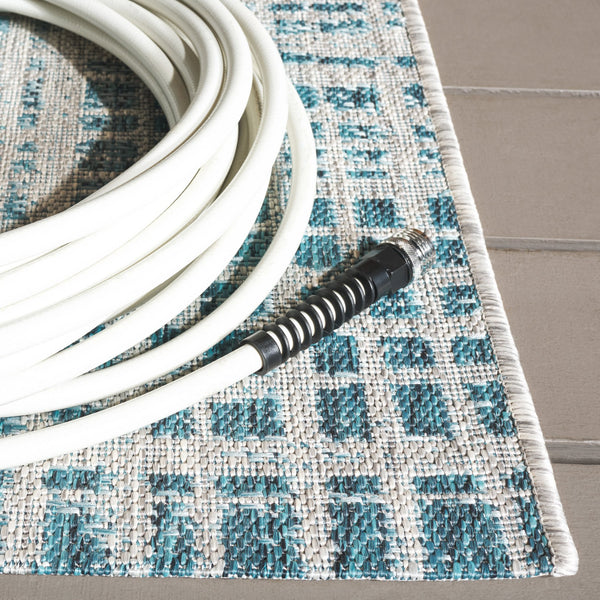 Safavieh Courtyard Elegant Power-loomed Area Rug For Indoor & Outdoor Spaces - Durable, Stylish, Eco-friendly Grey ,Blue 88% Polypropylene,12% Polyester Cy8513-37212-5