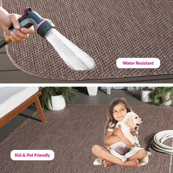 Safavieh Courtyard Coastal Style Area Rug - Elegant Natural And Black Design For Modern Home Décor Natural ,Black 88% Polypropylene,12% Polyester Cy8521-37312-5rr