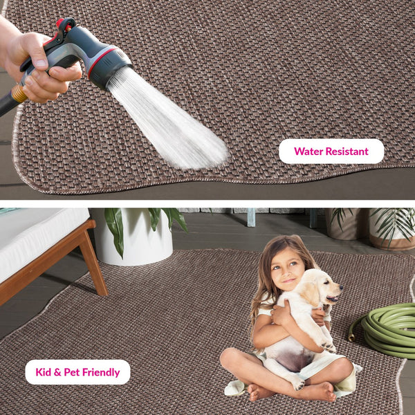 Safavieh Courtyard Coastal Style Area Rug - Elegant Natural And Black Design For Modern Home Décor Natural ,Black 88% Polypropylene,12% Polyester Cy8521-37312-5sc