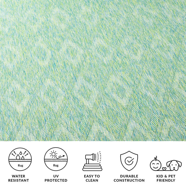 Safavieh Courtyard Elegant Red Abstract Area Rug - Indoor/Outdoor Comfort With Turkish Craftsmanship & Style Aqua ,Aqua 88% Polypropylene,12% Polyester Cy8522-37122-210