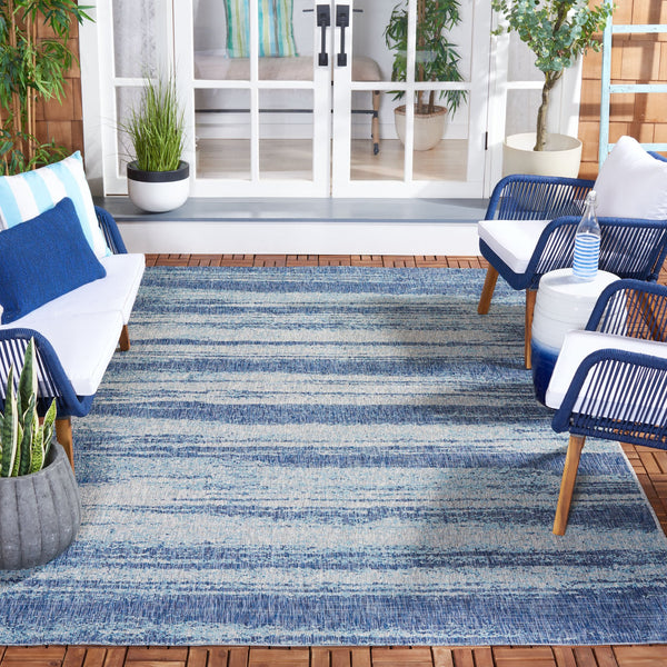 Safavieh Courtyard Contemporary Indoor/Outdoor Area Rug - Soft, Durable, And Stylish For Any Space Grey ,Teal 88% Polypropylene,12% Polyester Cy8526-37212-5