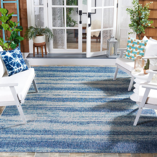 Safavieh Courtyard Contemporary Indoor/Outdoor Area Rug - Soft, Durable, And Stylish For Any Space Grey ,Teal 88% Polypropylene,12% Polyester Cy8526-37212-5