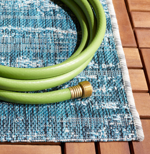 Safavieh Courtyard Contemporary Indoor/Outdoor Area Rug - Soft, Durable, And Stylish For Any Space Grey ,Teal 88% Polypropylene,12% Polyester Cy8526-37212-5