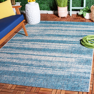 Safavieh Courtyard Contemporary Indoor/Outdoor Area Rug - Soft, Durable, And Stylish For Any Space Grey ,Teal 88% Polypropylene,12% Polyester Cy8526-37212-5