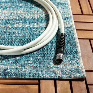 Safavieh Courtyard Contemporary Indoor/Outdoor Area Rug - Soft, Durable, And Stylish For Any Space Grey ,Teal 88% Polypropylene,12% Polyester Cy8526-37212-5