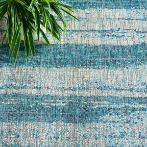 Safavieh Courtyard Contemporary Indoor/Outdoor Area Rug - Soft, Durable, And Stylish For Any Space Grey ,Teal 88% Polypropylene,12% Polyester Cy8526-37212-5