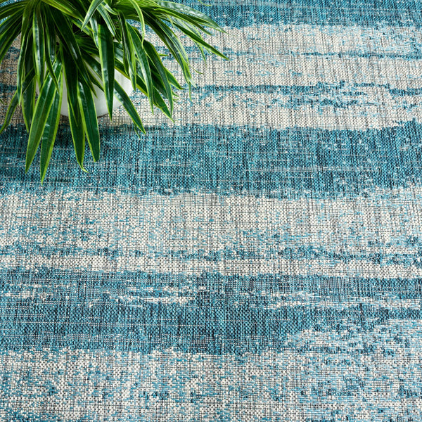 Safavieh Courtyard Contemporary Indoor/Outdoor Area Rug - Soft, Durable, And Stylish For Any Space Grey ,Teal 88% Polypropylene,12% Polyester Cy8526-37212-5