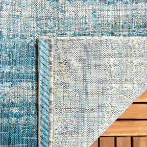 Safavieh Courtyard Contemporary Indoor/Outdoor Area Rug - Soft, Durable, And Stylish For Any Space Grey ,Teal 88% Polypropylene,12% Polyester Cy8526-37212-5