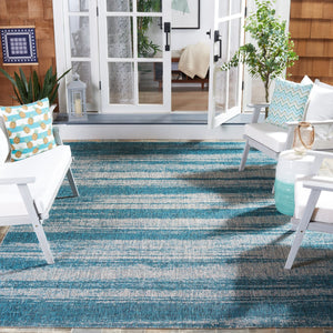 Safavieh Courtyard Contemporary Indoor/Outdoor Area Rug - Soft, Durable, And Stylish For Any Space Grey ,Teal 88% Polypropylene,12% Polyester Cy8526-37212-5