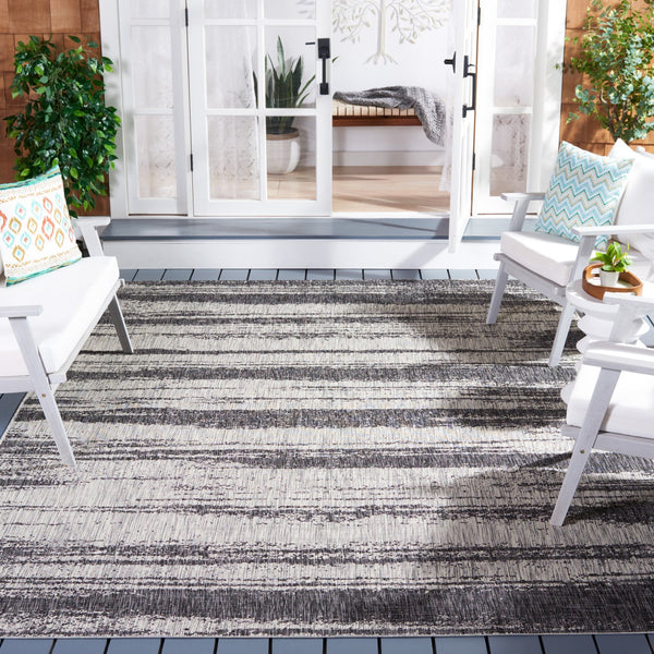 Safavieh Courtyard Contemporary Indoor/Outdoor Area Rug - Soft, Durable, And Stylish For Any Space Grey ,Teal 88% Polypropylene,12% Polyester Cy8526-37212-5