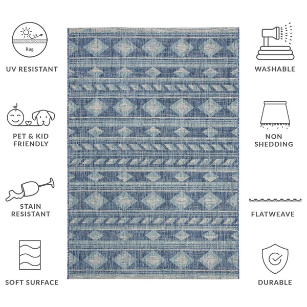 Safavieh Coutyard Power Loomed Indoor/Outdoor Area Rug - Elegant Navy And Aqua Design For Any Space Navy ,Aqua 85.4% Polypropylene,10.4% Polyester,4.2% Latex Cy8529-39421-210