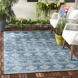 Safavieh Coutyard Power Loomed Indoor/Outdoor Area Rug - Elegant Navy And Aqua Design For Any Space Navy ,Aqua 85.4% Polypropylene,10.4% Polyester,4.2% Latex Cy8529-39421-210