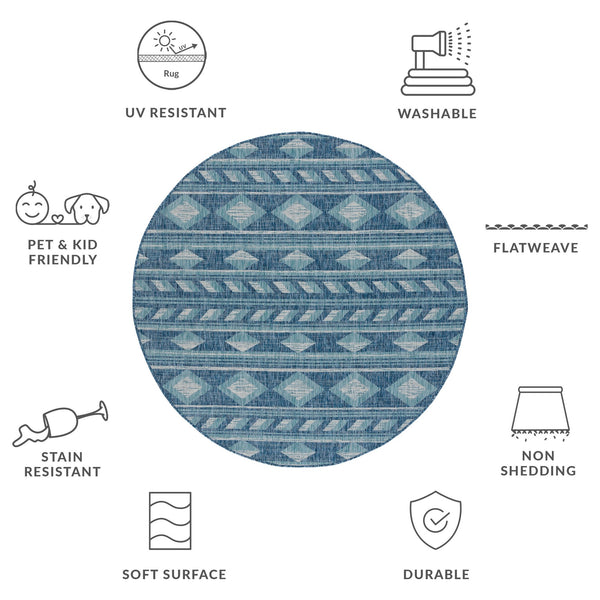 Safavieh Coutyard Power Loomed Indoor/Outdoor Area Rug - Elegant Navy And Aqua Design For Any Space Navy ,Aqua 85.4% Polypropylene,10.4% Polyester,4.2% Latex Cy8529-39421-210