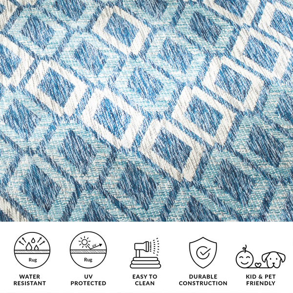 Safavieh Cy Indoor Outdoor Geometric Area Rug - Elegant Navy And Grey Design For Modern Living Spaces Black ,Natural 88% Polypropylene,12% Polyester Cy8531-37321-810