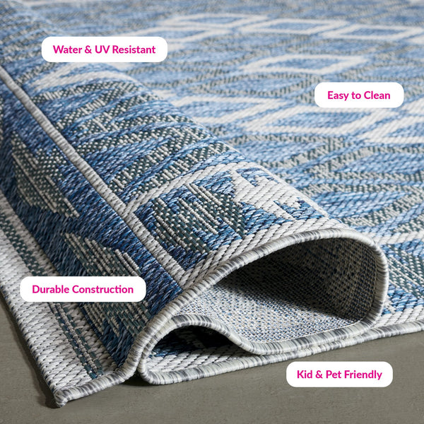 Safavieh Cy Indoor Outdoor Geometric Area Rug - Elegant Navy And Grey Design For Modern Living Spaces Black ,Natural 88% Polypropylene,12% Polyester Cy8531-37321-810